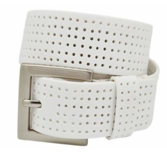 PGA TOUR WHITE SILICONE PERFORATED GOLF BELT - Picture 1 of 2